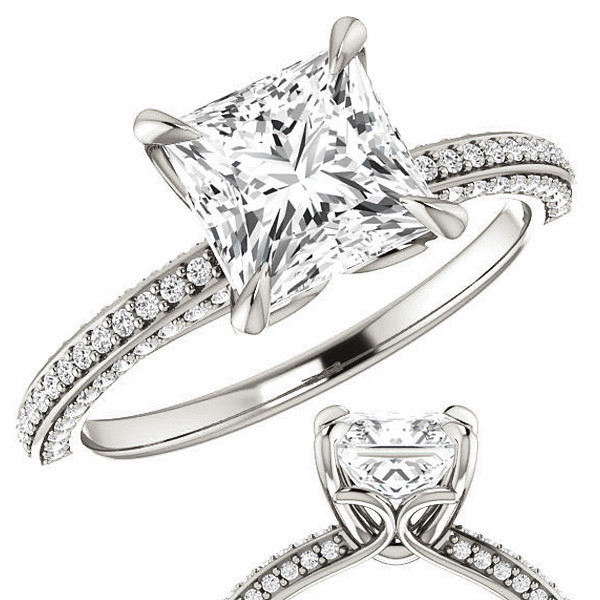 Princess cut Claw Prong Lab Grown Diamond Engagement Ring - enr164-pr ...