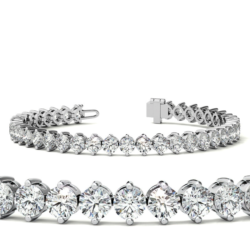 2 Prong 4mm Round Brilliant Lab Grown Diamond Tennis Bracelet 9 5ct