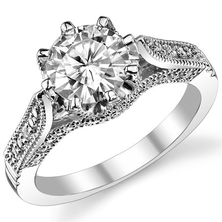 Round Antique Lab Grown Diamond Engagement Ring - eng718 - LabGrown.com